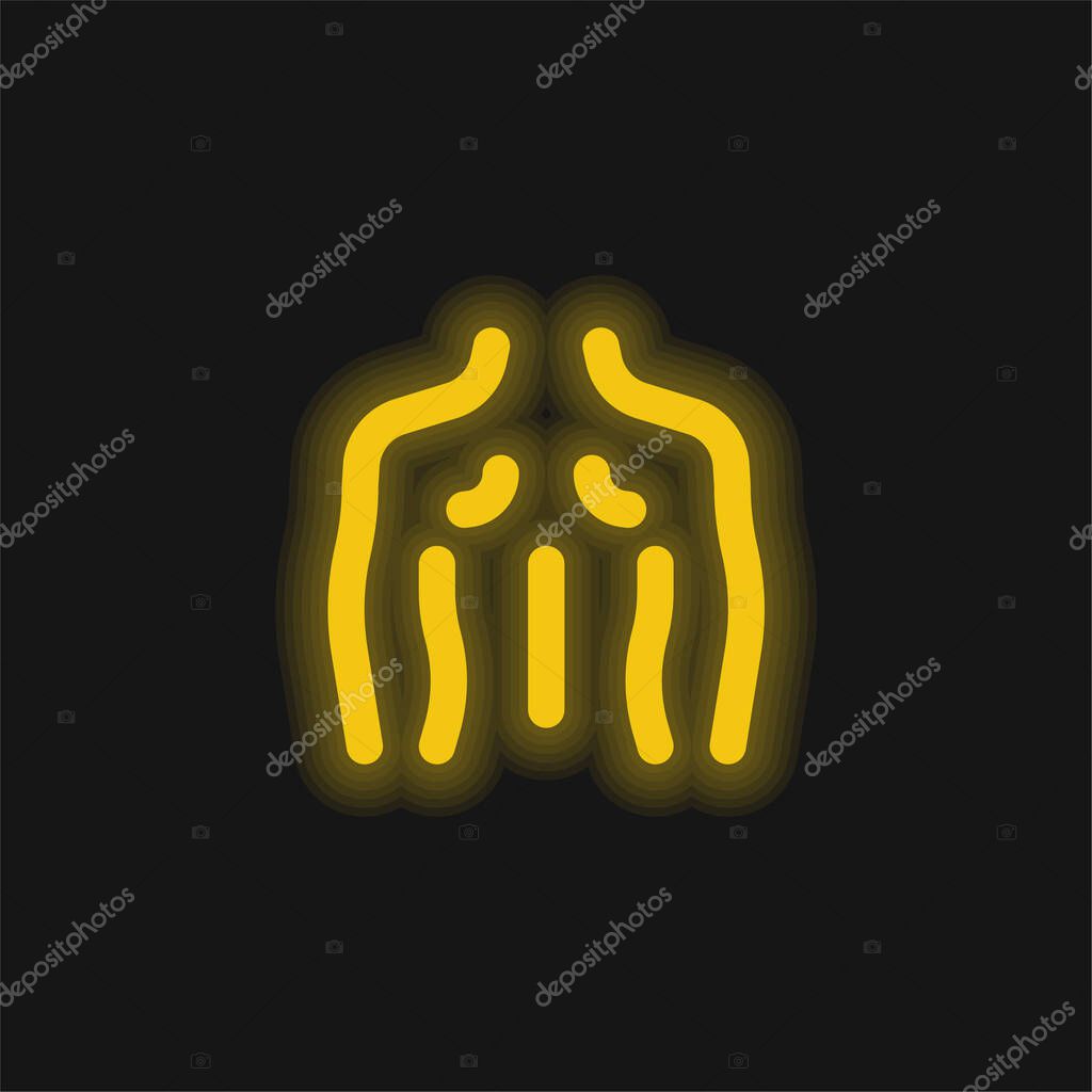 Back yellow glowing neon icon