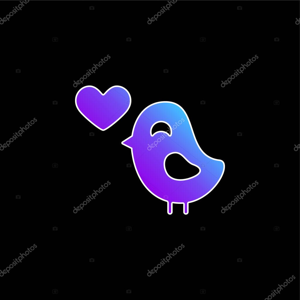 Bird In Love blue gradient vector icon