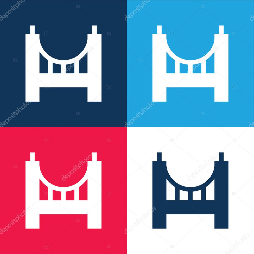 Bridge blue and red four color minimal icon set
