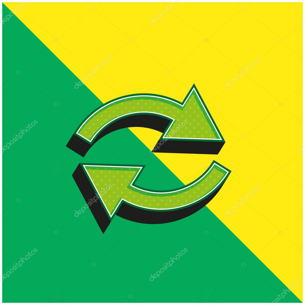 Arrows Couple Green and yellow modern 3d vector icon logo