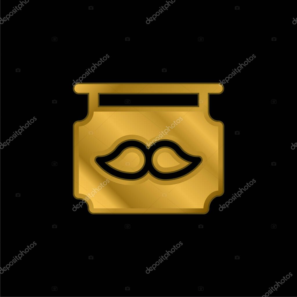 Barber Shop gold plated metalic icon or logo vector