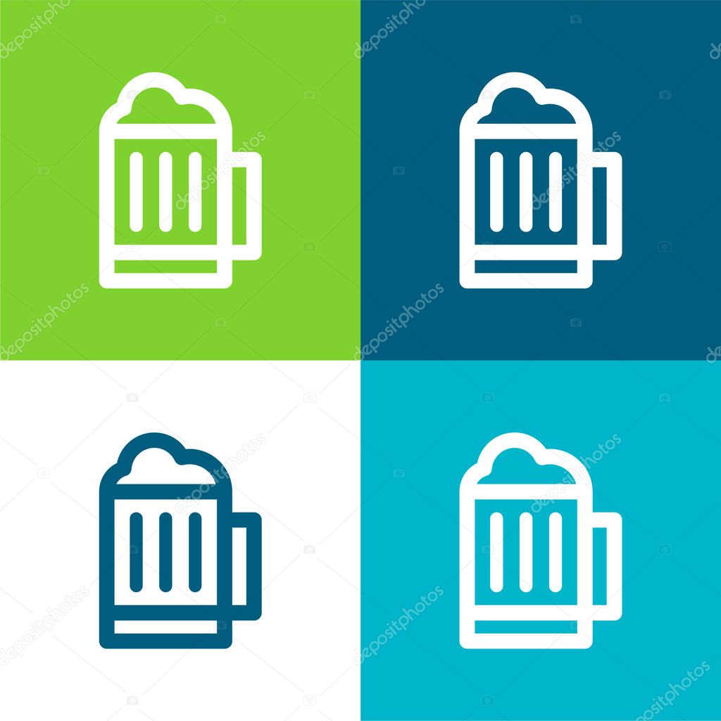 Beer Flat four color minimal icon set