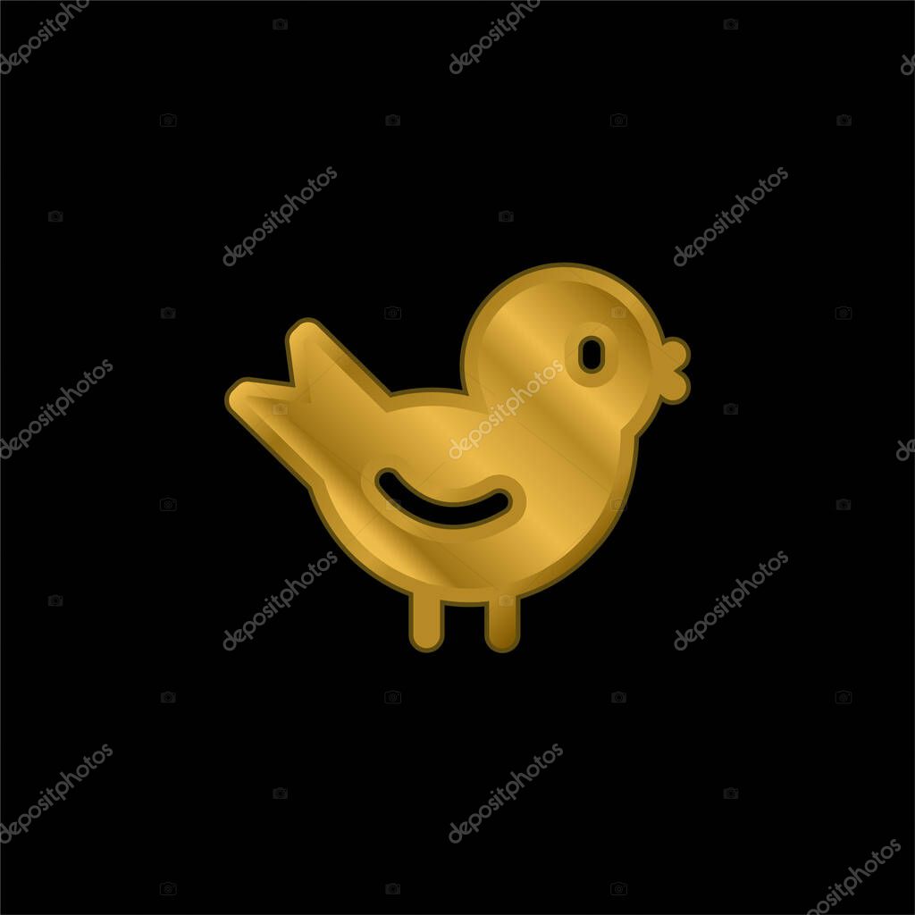 Bird gold plated metalic icon or logo vector