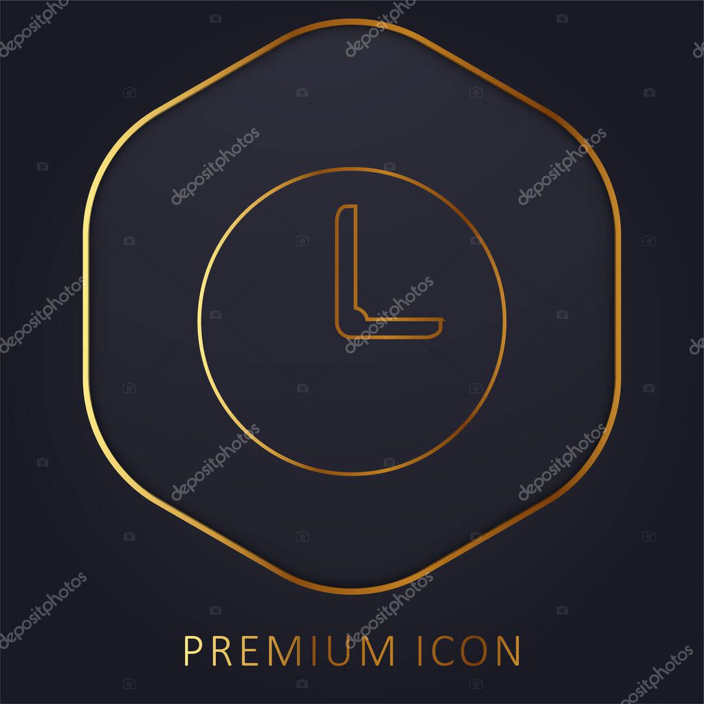 Black Wall Clock golden line premium logo or icon
