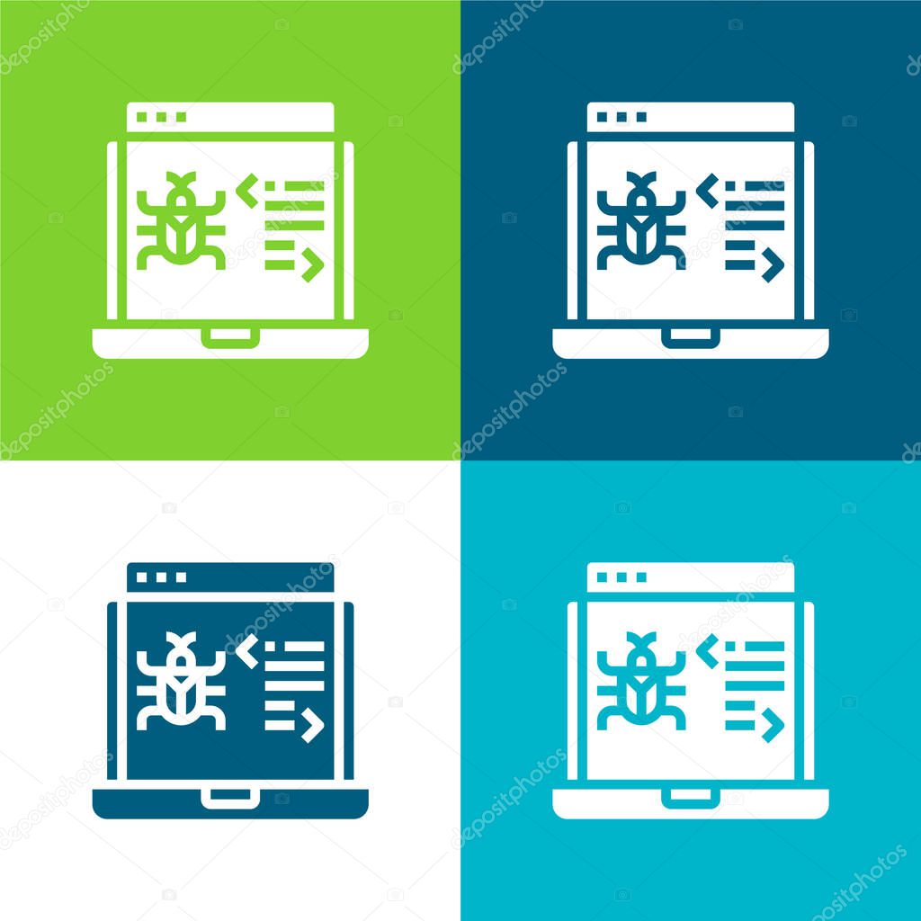 Antivirus Flat four color minimal icon set