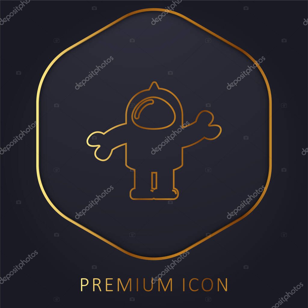 Astronaut Suit golden line premium logo or icon