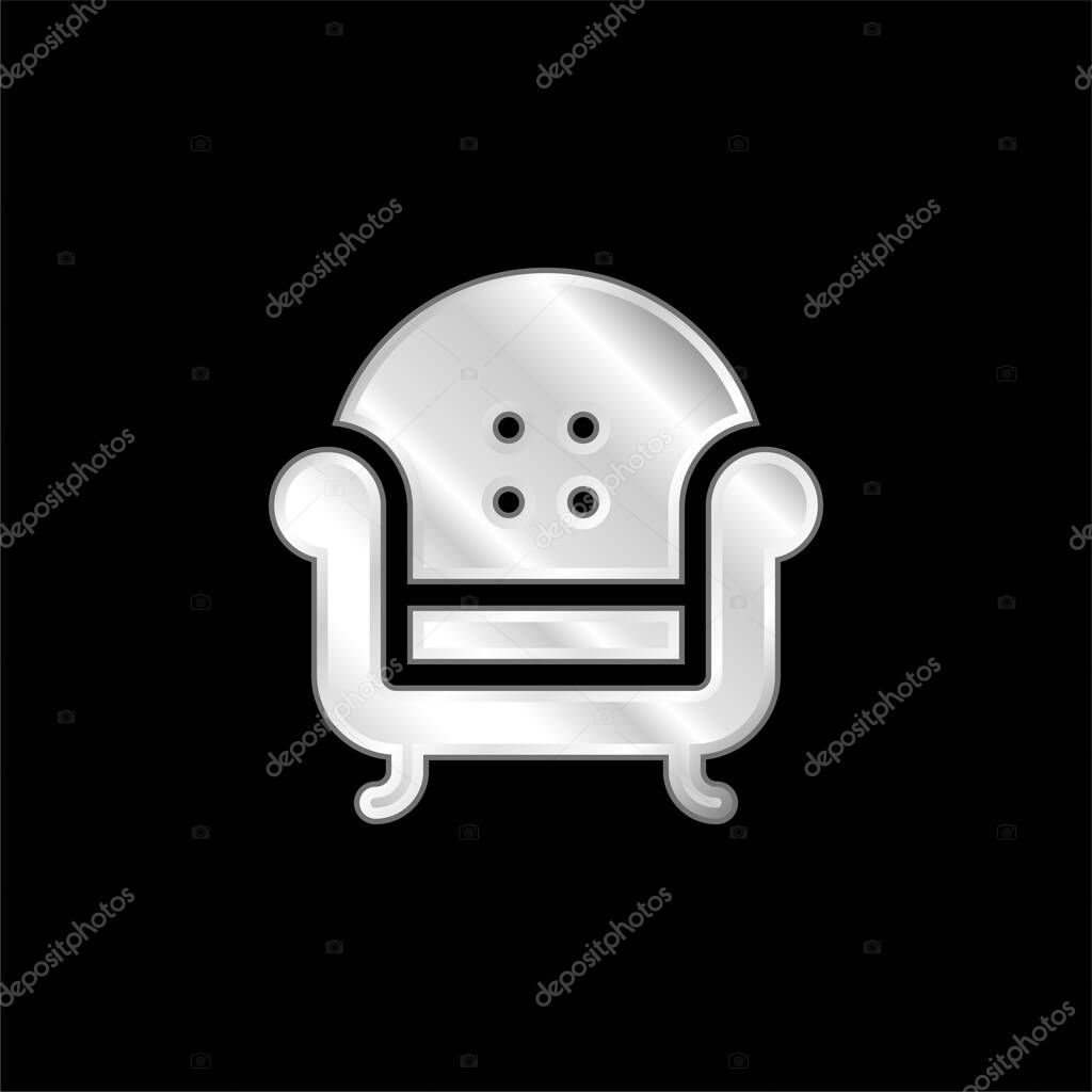 Armchair silver plated metallic icon