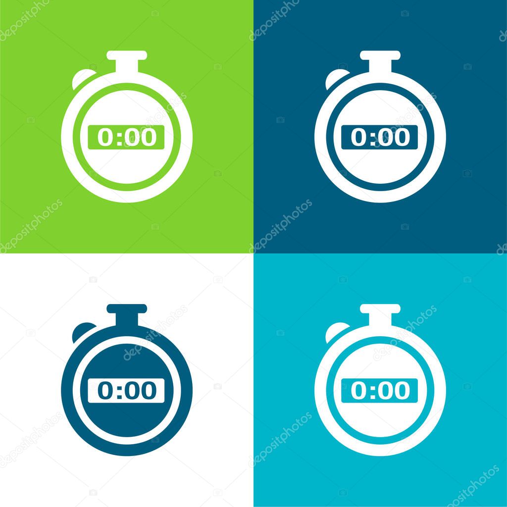 Black Stopwatch Flat four color minimal icon set