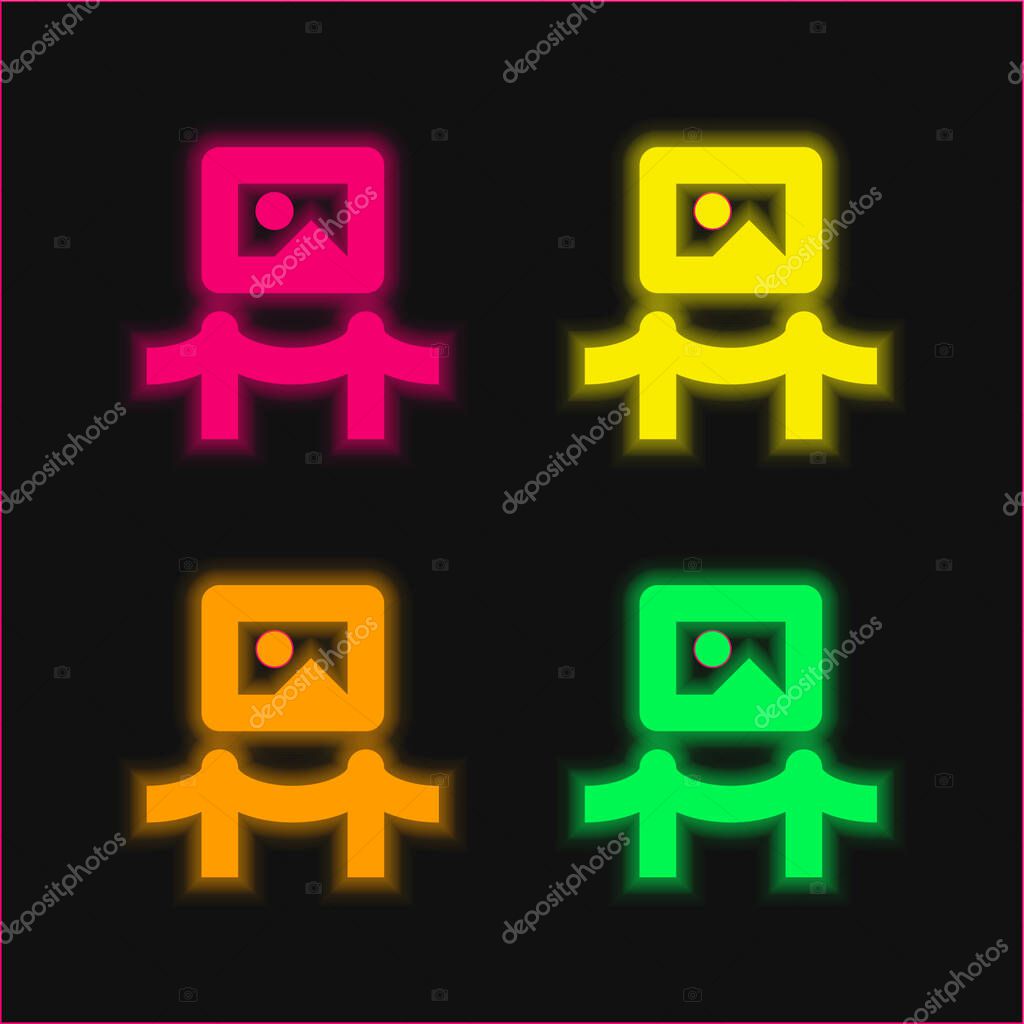 Art Museum four color glowing neon vector icon