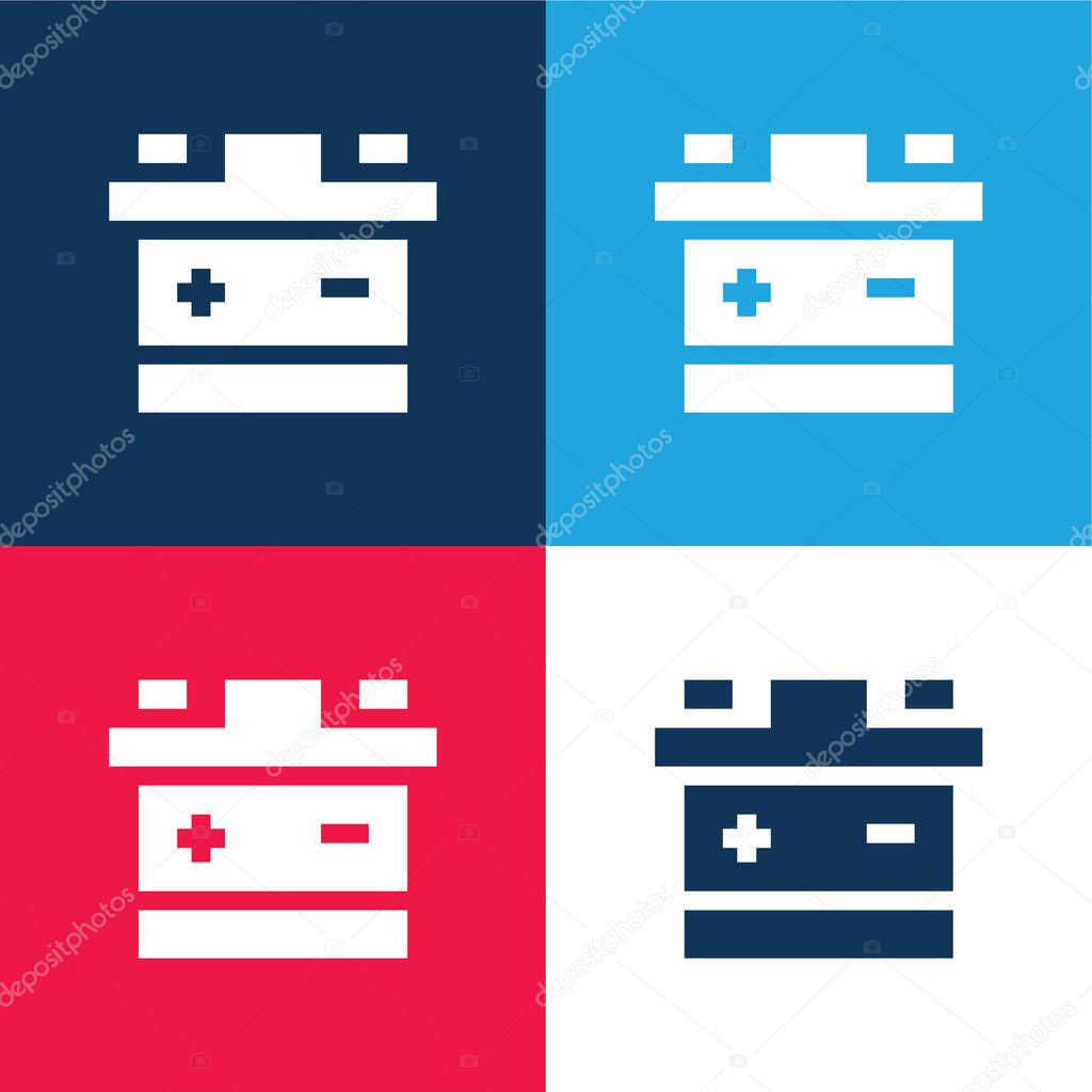 Battery blue and red four color minimal icon set