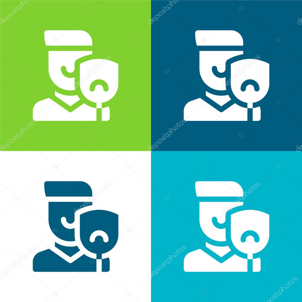 Acting Flat four color minimal icon set