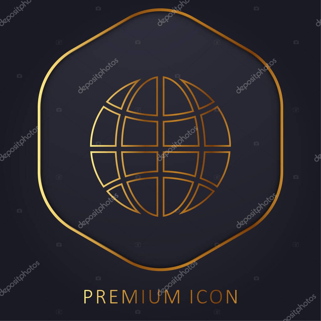 Black Earth Circle With Thin Grid golden line premium logo or icon