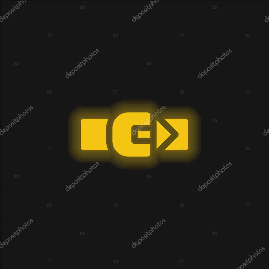 Belt yellow glowing neon icon