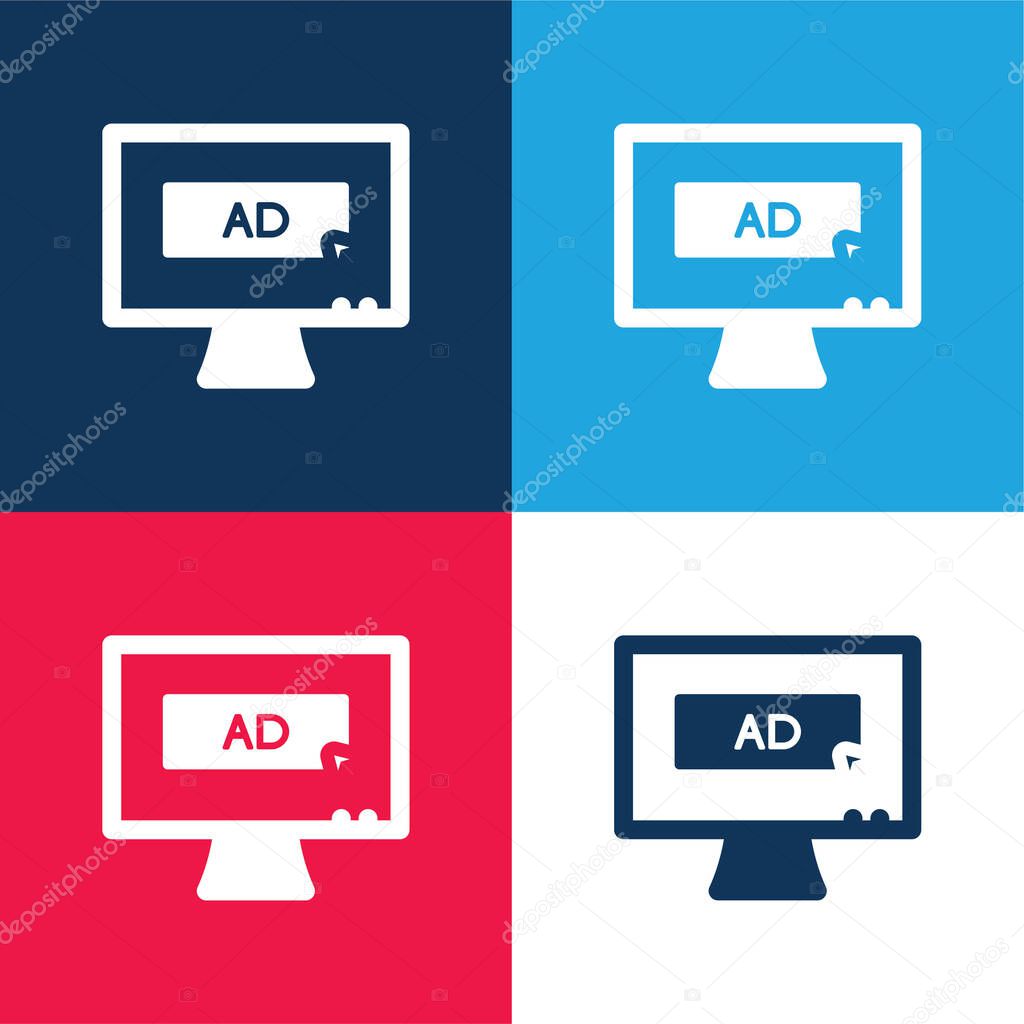 AD Media blue and red four color minimal icon set