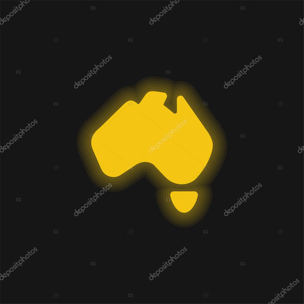 Australia yellow glowing neon icon