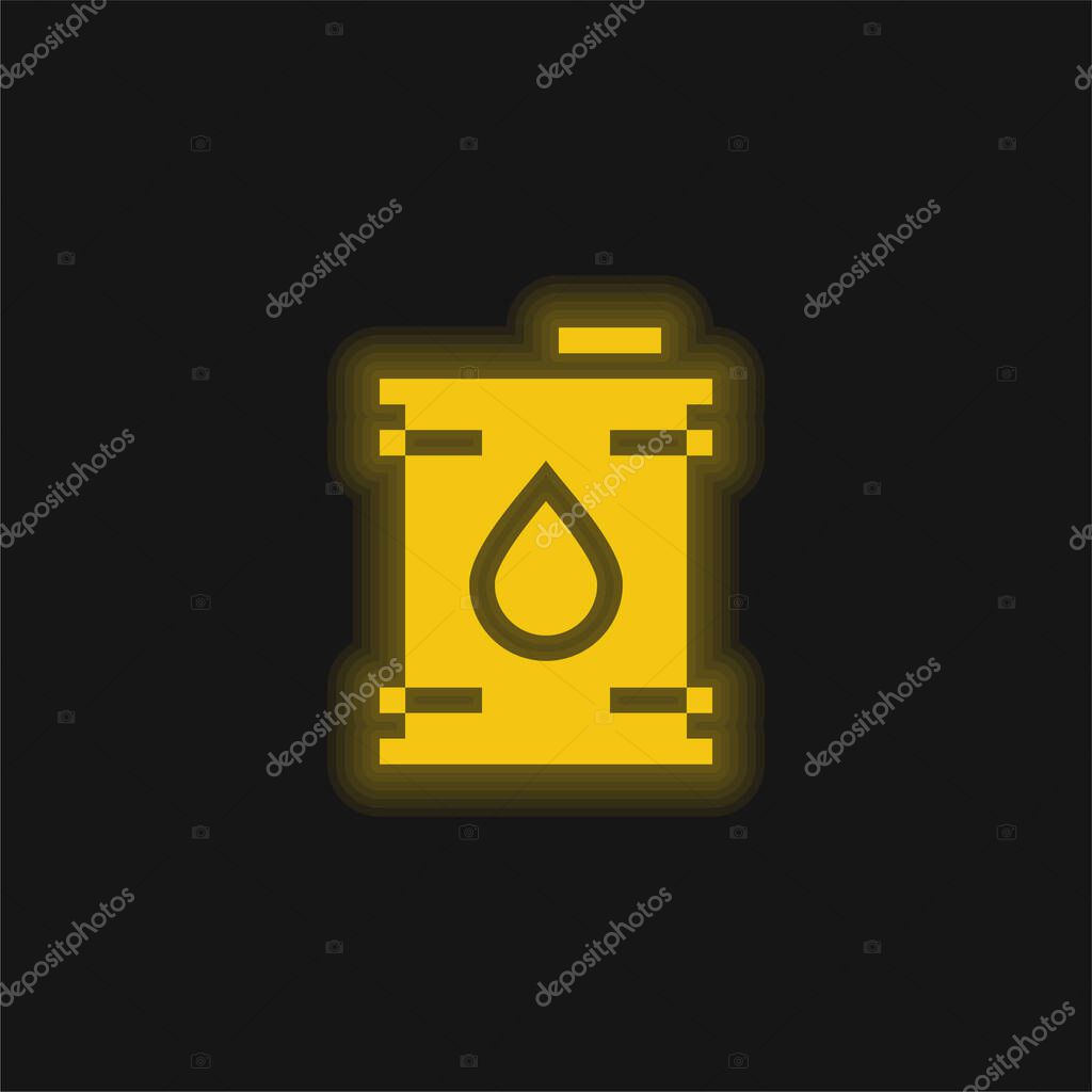 Barrel yellow glowing neon icon