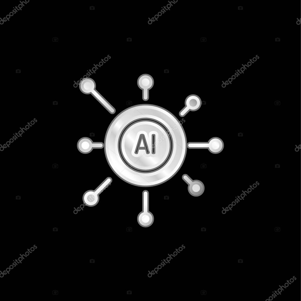 Artificial Intelligence silver plated metallic icon