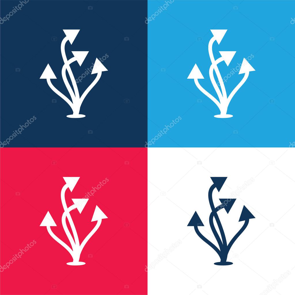 Ascending Arrows Group blue and red four color minimal icon set