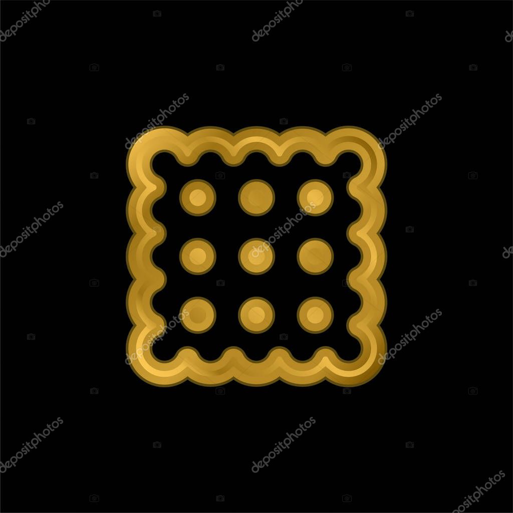 Biscuit gold plated metalic icon or logo vector