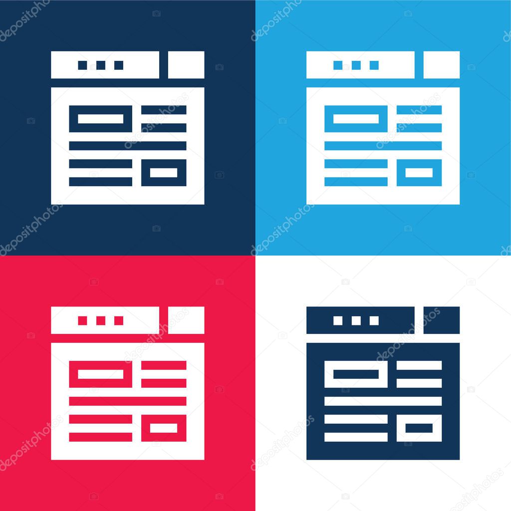 Blogging blue and red four color minimal icon set