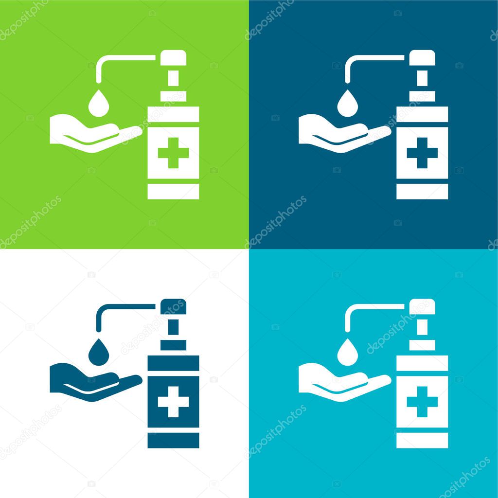 Antibacterial Gel Flat four color minimal icon set