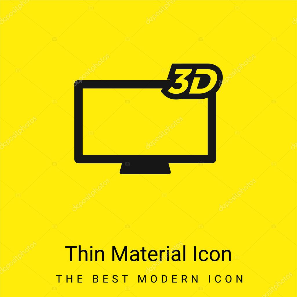 3D Television minimal bright yellow material icon