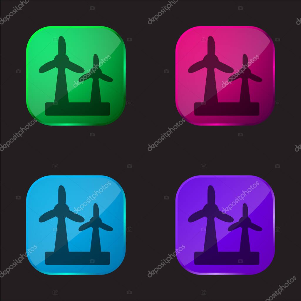 Air Turbine four color glass button icon