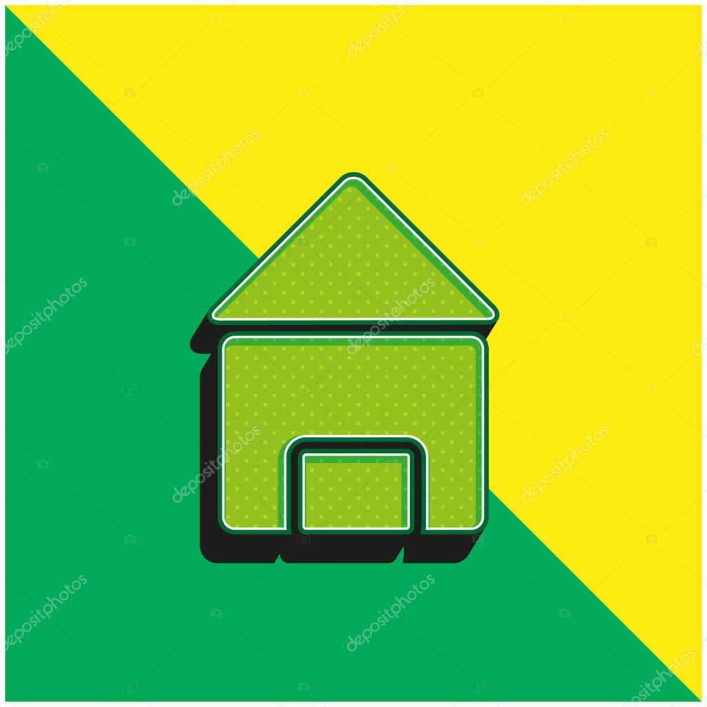 Black House Green and yellow modern 3d vector icon logo