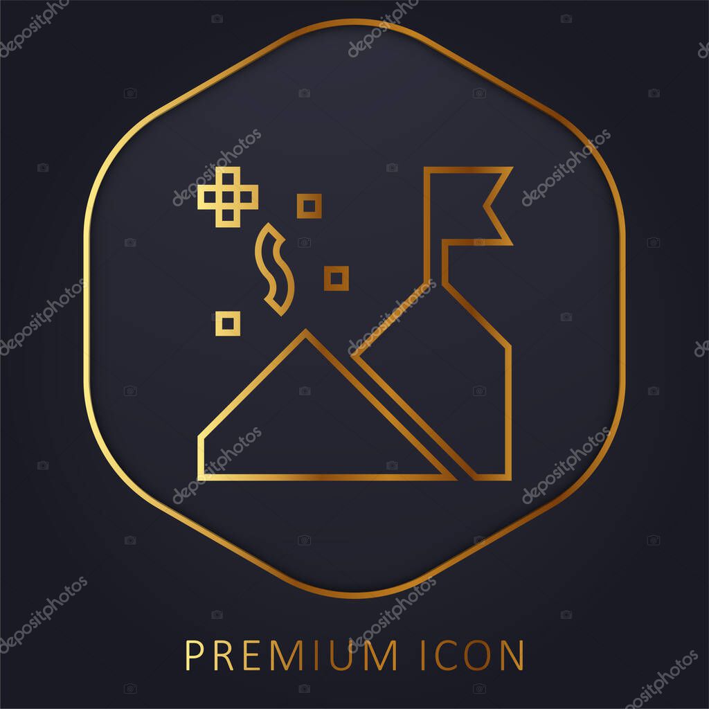 Achievement golden line premium logo or icon
