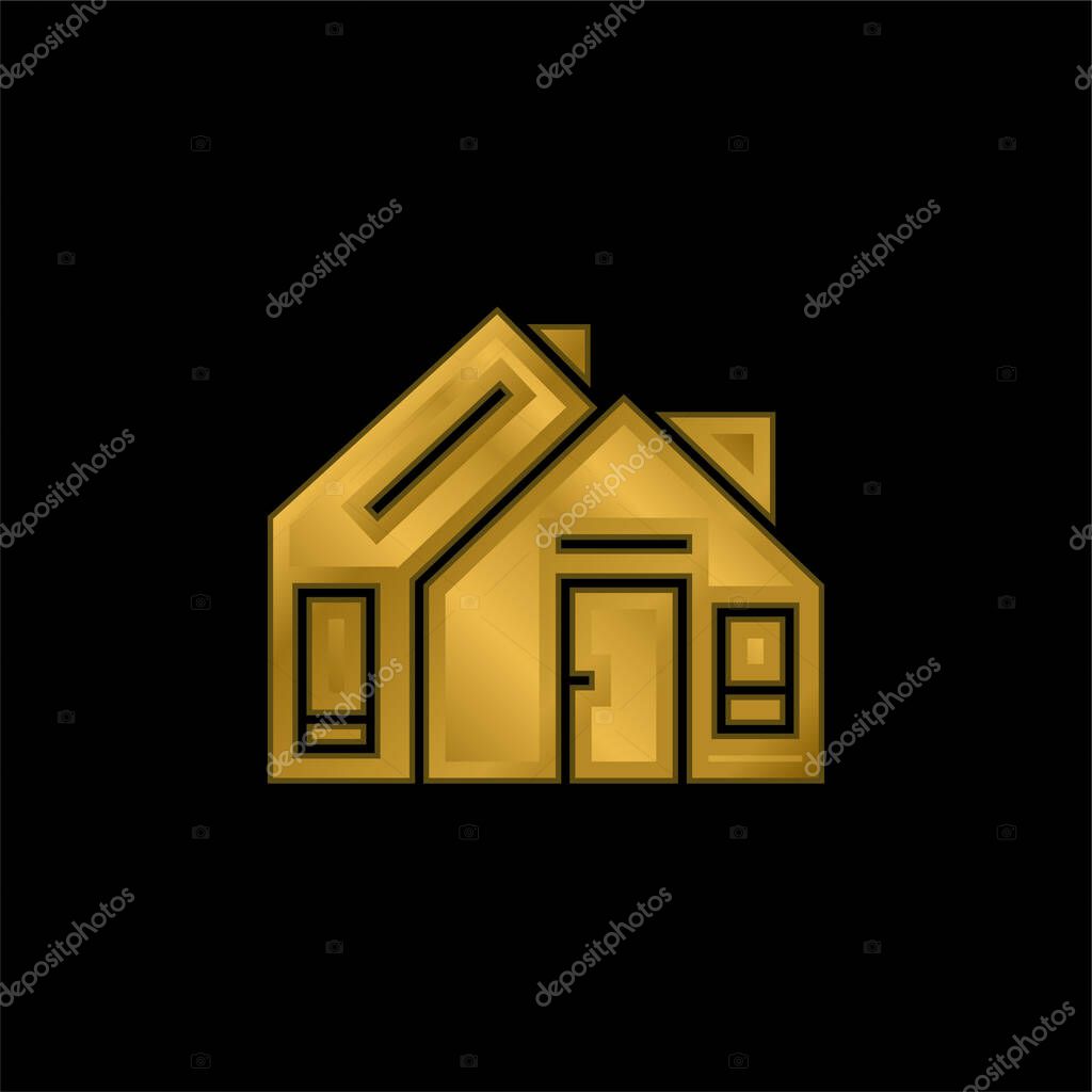 Address gold plated metalic icon or logo vector