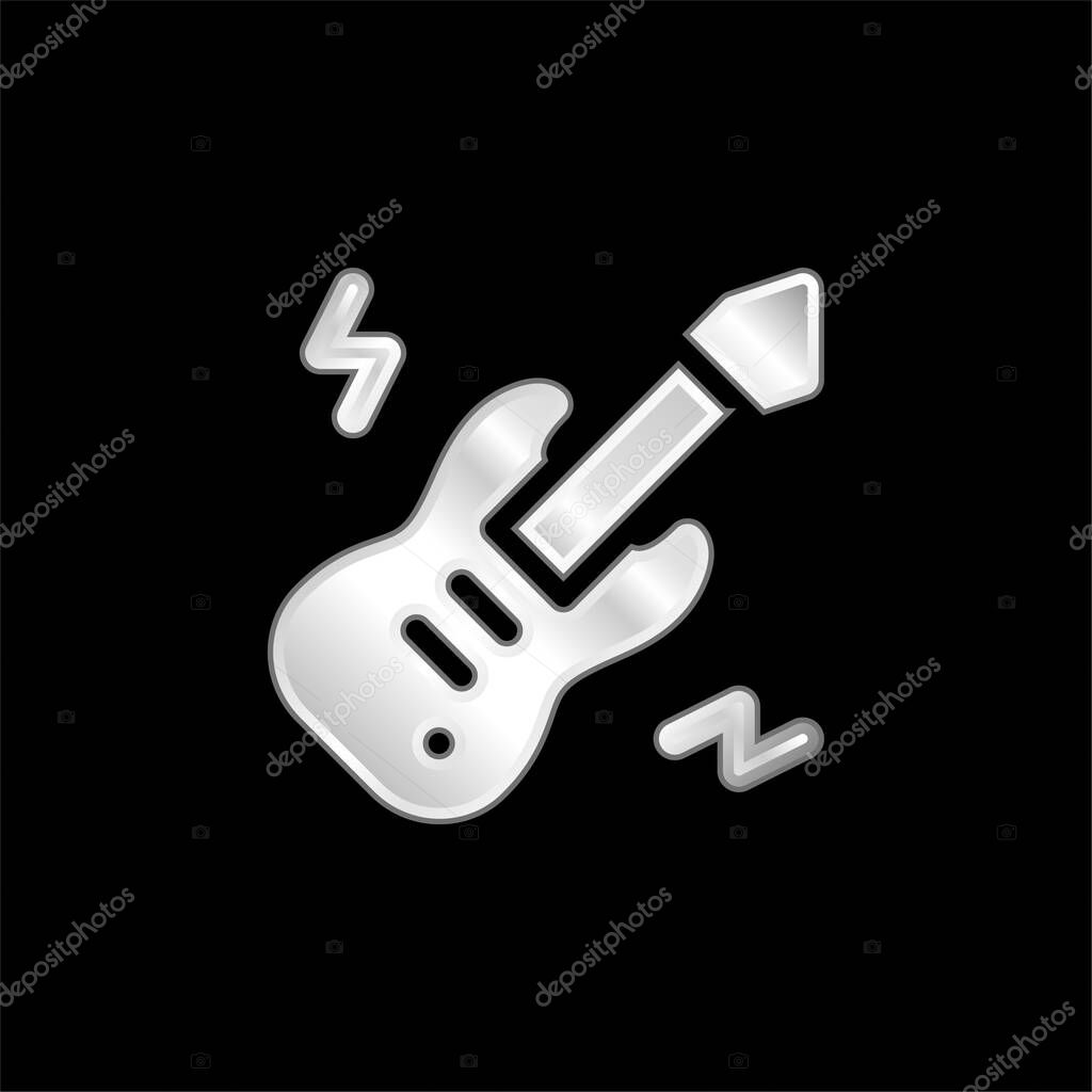 Bass Guitar silver plated metallic icon