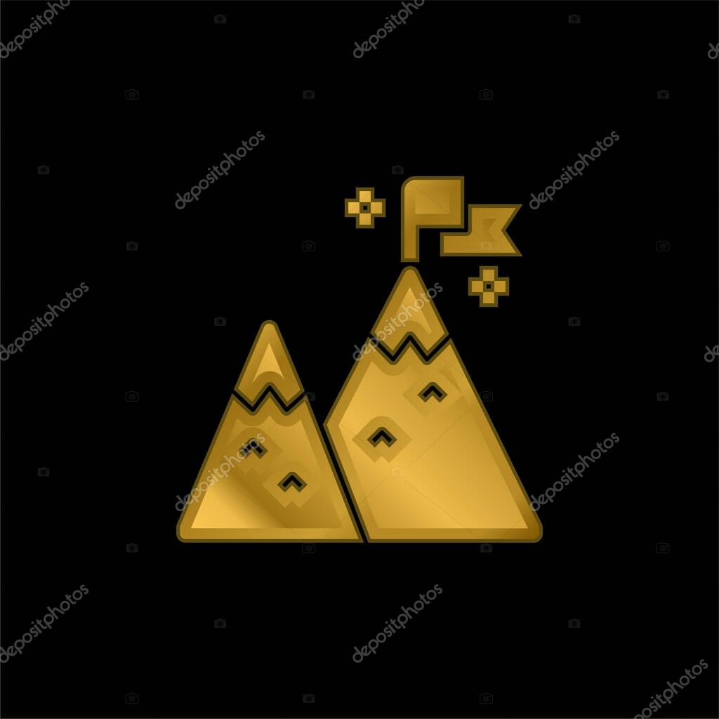 Achievement gold plated metalic icon or logo vector