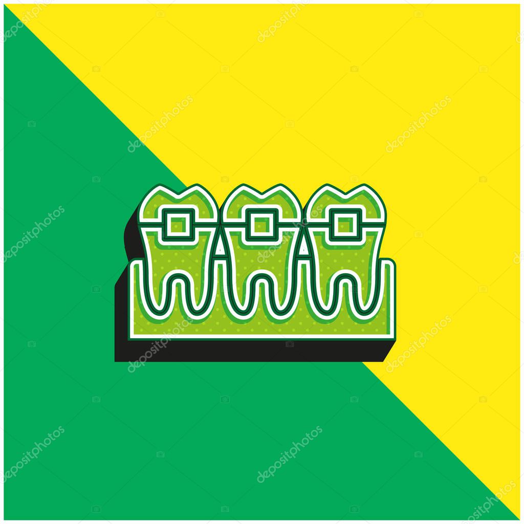 Braces Green and yellow modern 3d vector icon logo