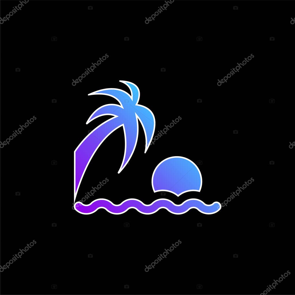 Beach Sunset blue gradient vector icon