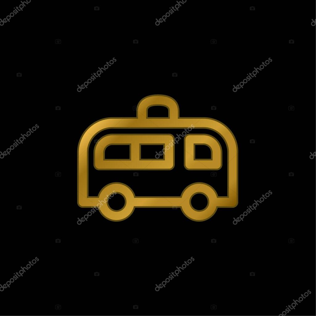 Ambulance gold plated metalic icon or logo vector