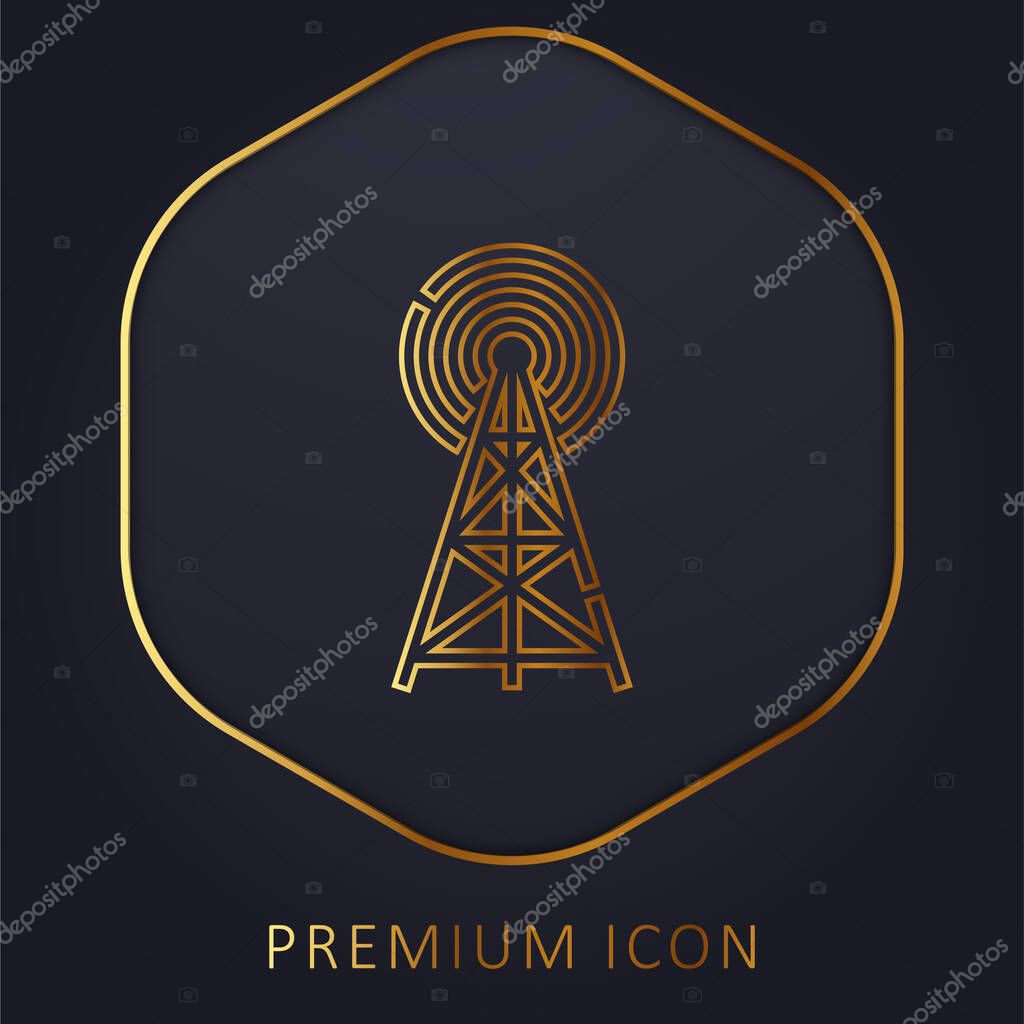 Antenna golden line premium logo or icon