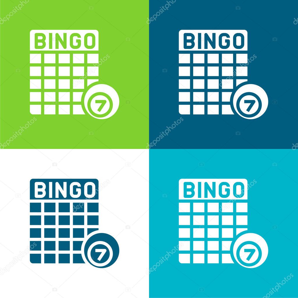 Bingo Flat four color minimal icon set
