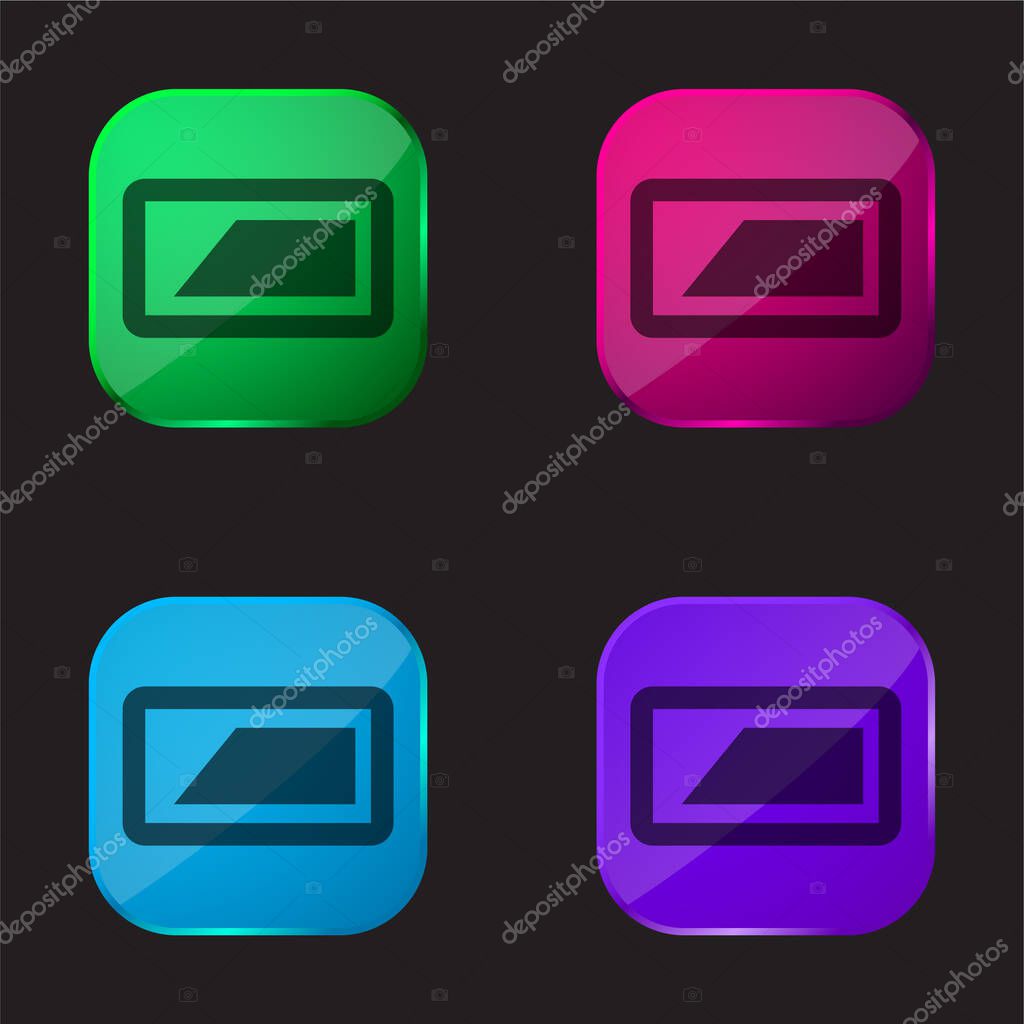 Battery four color glass button icon