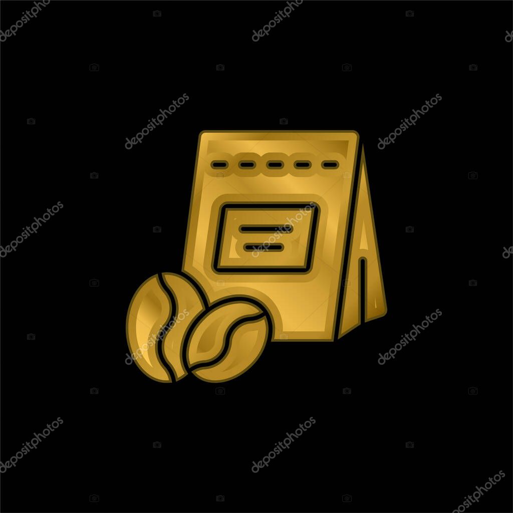 Beans gold plated metalic icon or logo vector