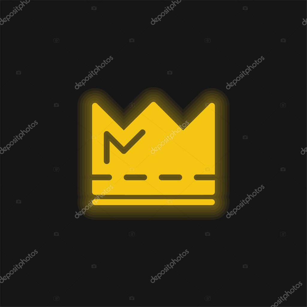 Crown yellow glowing neon icon