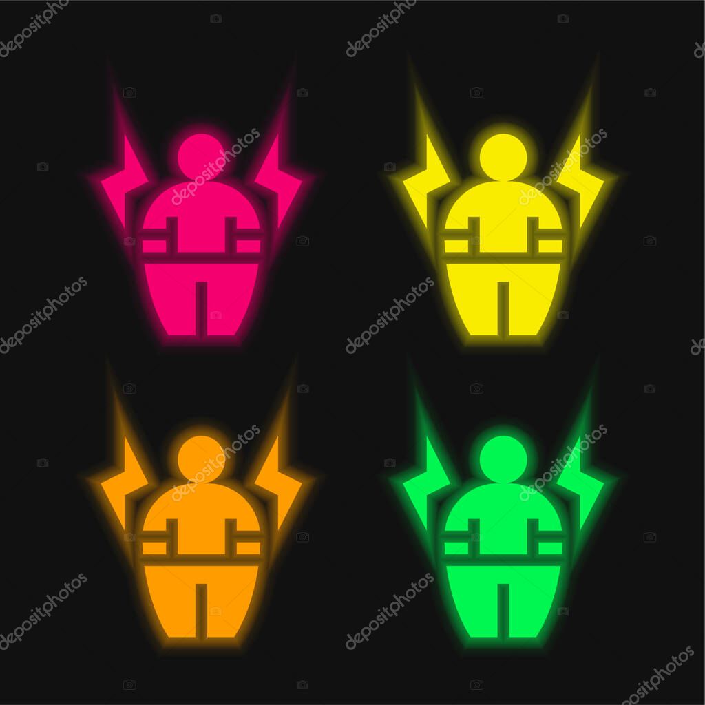 Body Positive four color glowing neon vector icon
