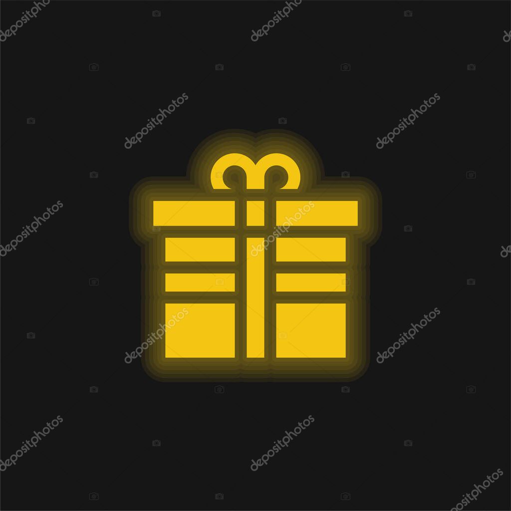 Birthday yellow glowing neon icon