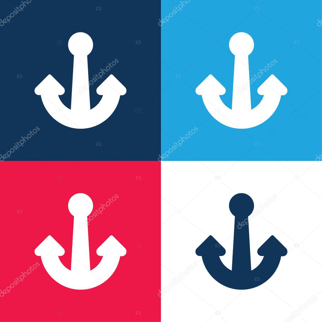 Boat Anchor blue and red four color minimal icon set