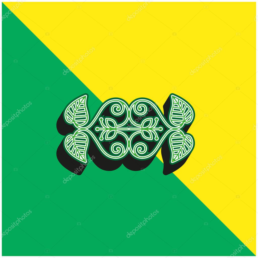 Beautiful Floral Design Green and yellow modern 3d vector icon logo