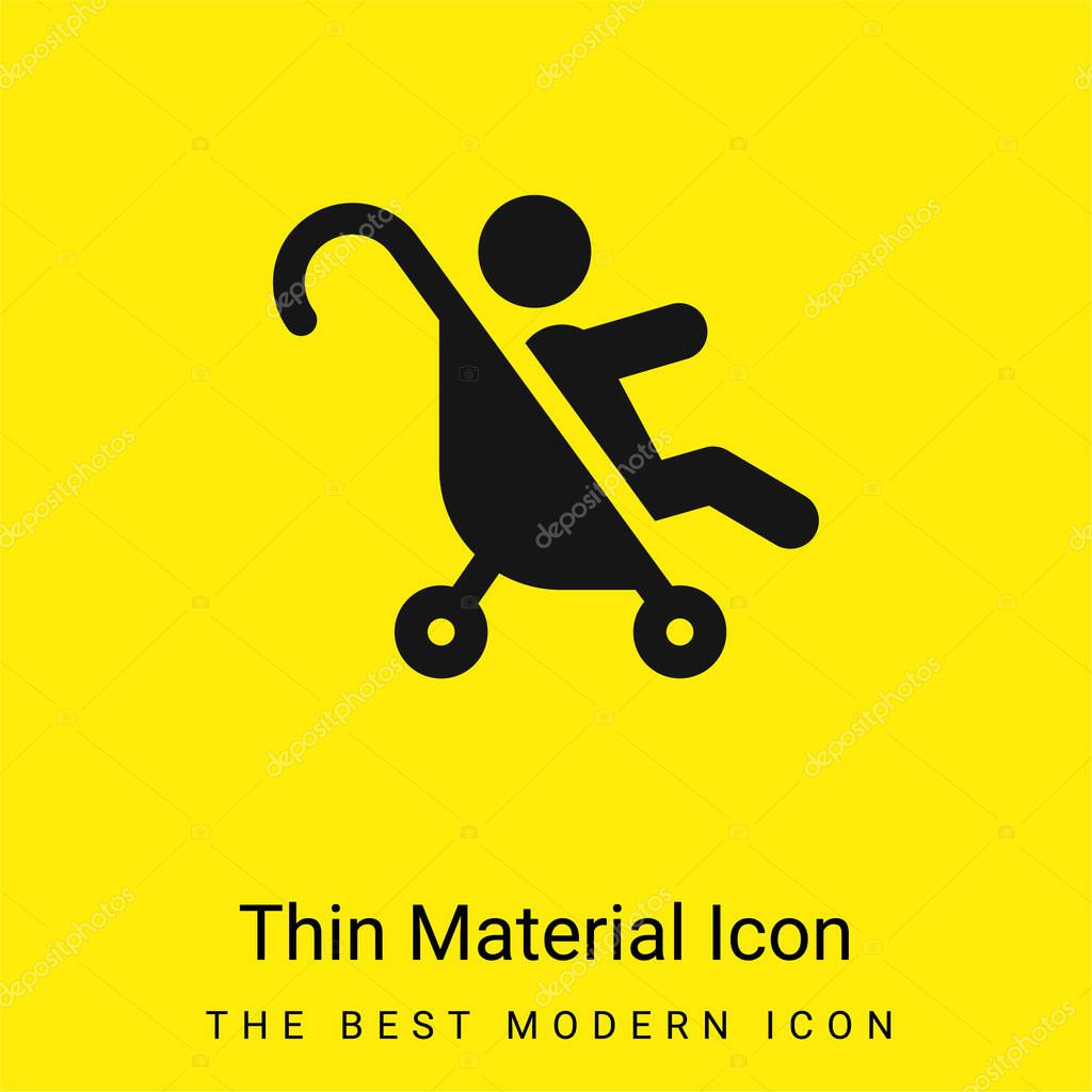 Baby Stroller minimal bright yellow material icon