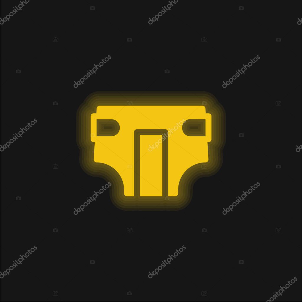 Adult Diaper yellow glowing neon icon