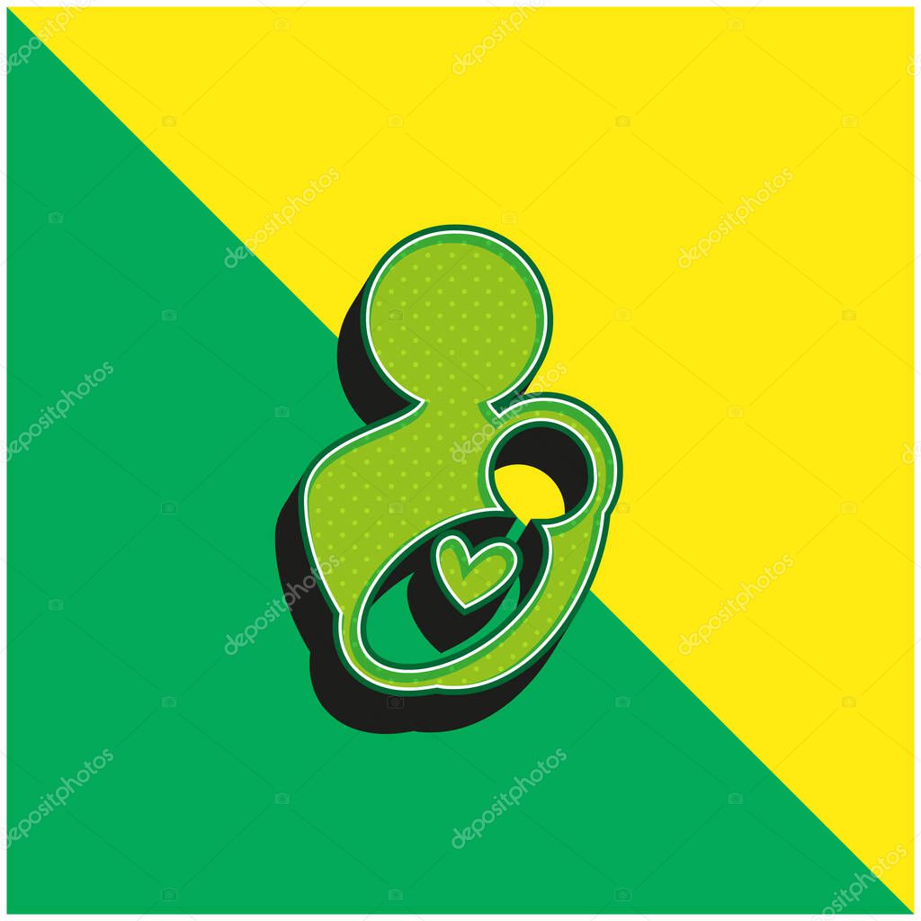 Baby And Mom Green and yellow modern 3d vector icon logo