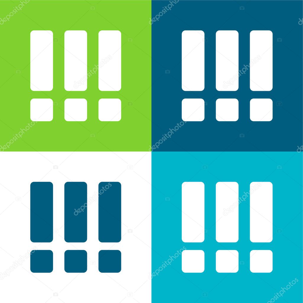 Bars Flat four color minimal icon set