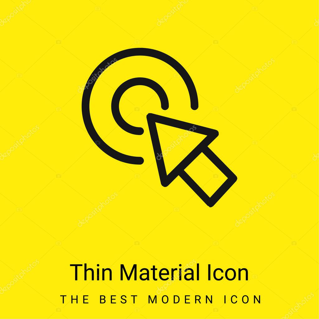 Arrow Pointing The Center Of A Circular Button Of Two Concentric Circles minimal bright yellow material icon