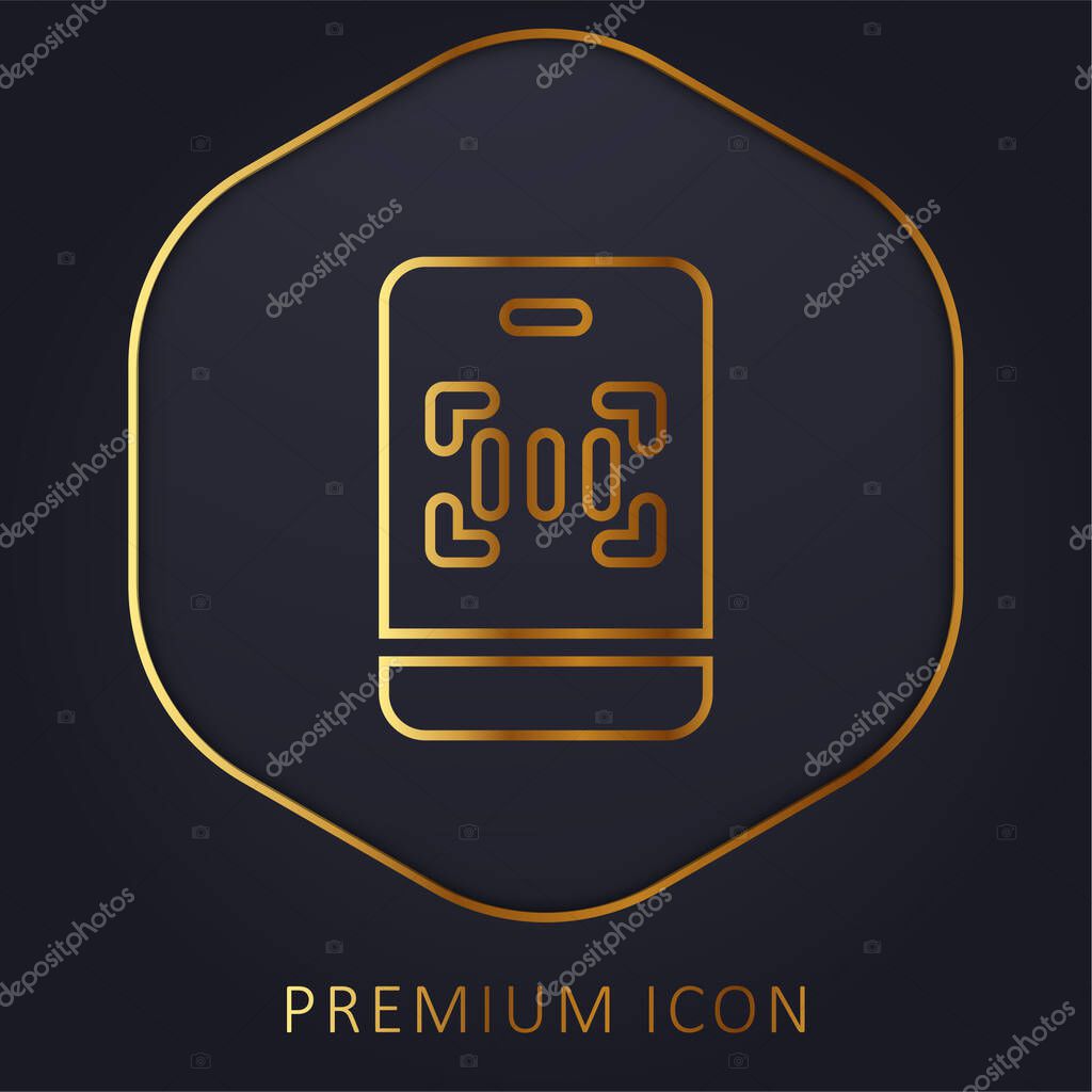 Barcode golden line premium logo or icon